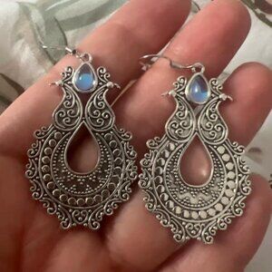 Vintage Silver Color Metal Hook Earrings